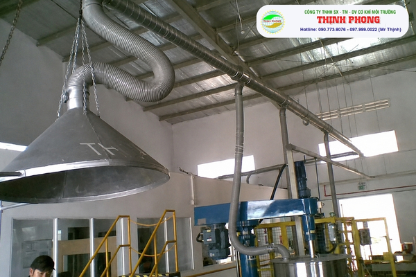 Cấu tạo hệ thống đường ống thu gom hơi dung môi